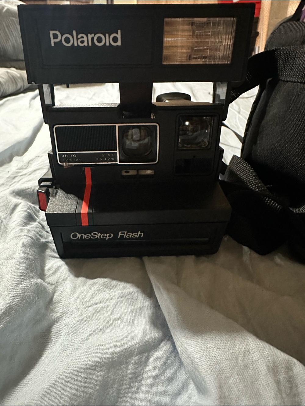 Polaroid OneStep Flash Instant Camera in Black with Red Accent